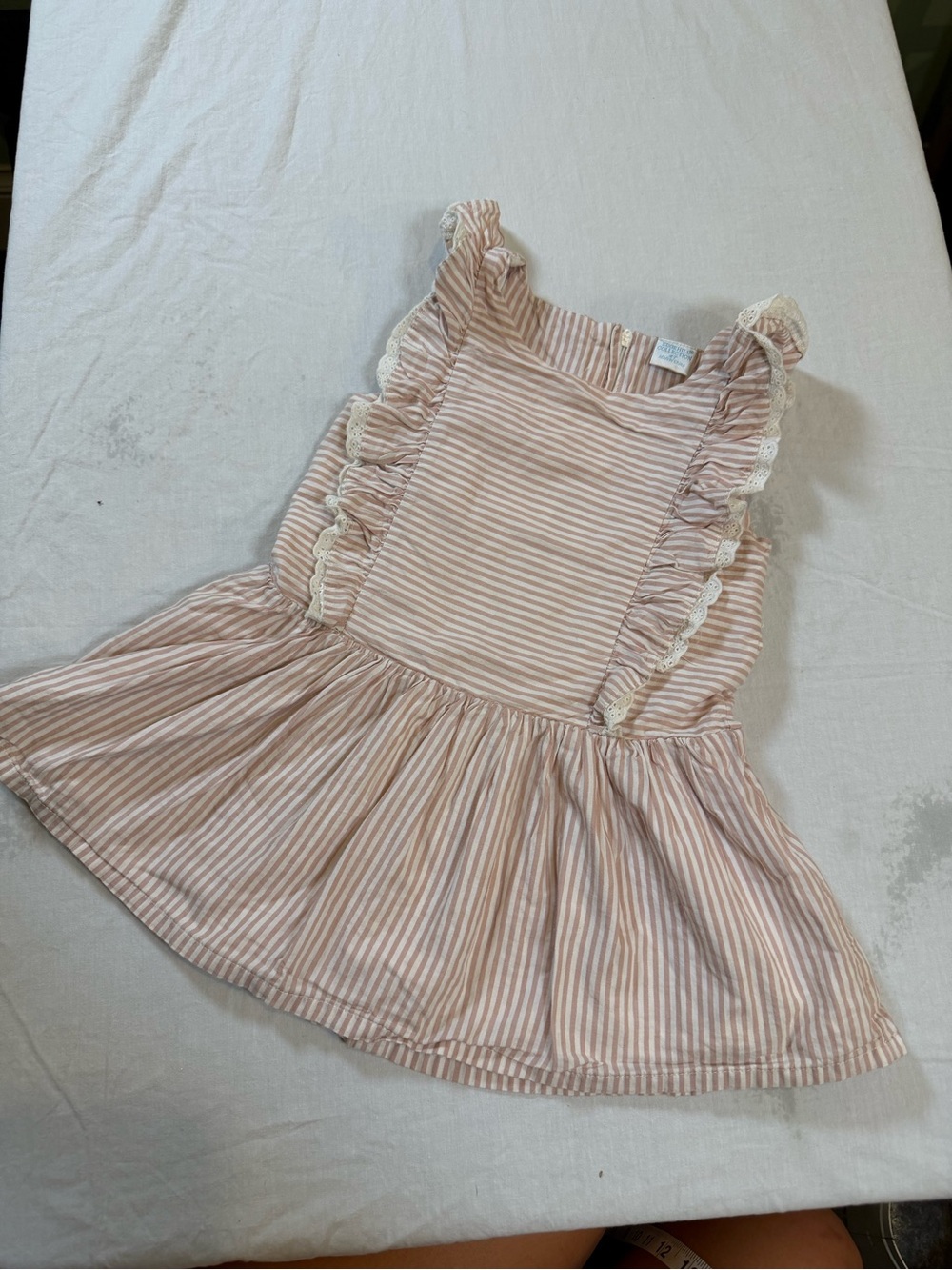 Edgehill Collection Pink and White Striped Ruffle Dress
